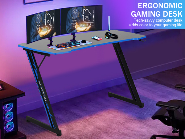 Amazon.com: CL.HPAHKL Z Shaped Gaming Desk, 39 Inch Wide PC