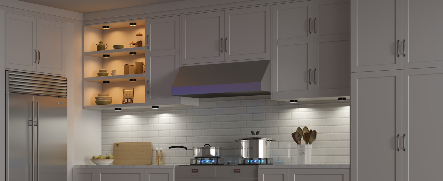 Onumii Rechargeable Puck Lights with 2.4G Remote 2600mAh Under