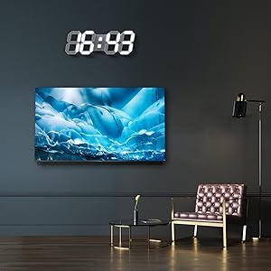 DELA DISCOUNT 8a67bc78-7177-49da-b06f-e0fb0f1105d7.__CR0,0,1600,1600_PT0_SX300_V1___ 3D LED Wall Clock with Remote Control 12/24 Hr Time/Date Display Nightlight Alarm Clock,Digital Clock Brightness to Adjust,Temperature, for Office/Home/Living Room/School (Cool White, 15 inch)  