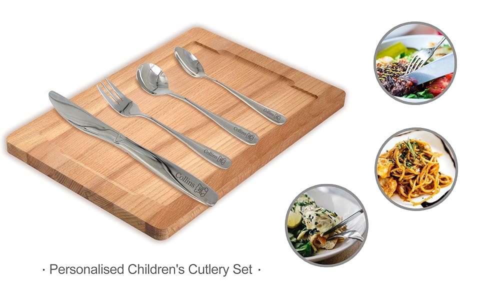 Personalised Cutlery Set for Children Engraved Knife Fork Spoon 4pcs