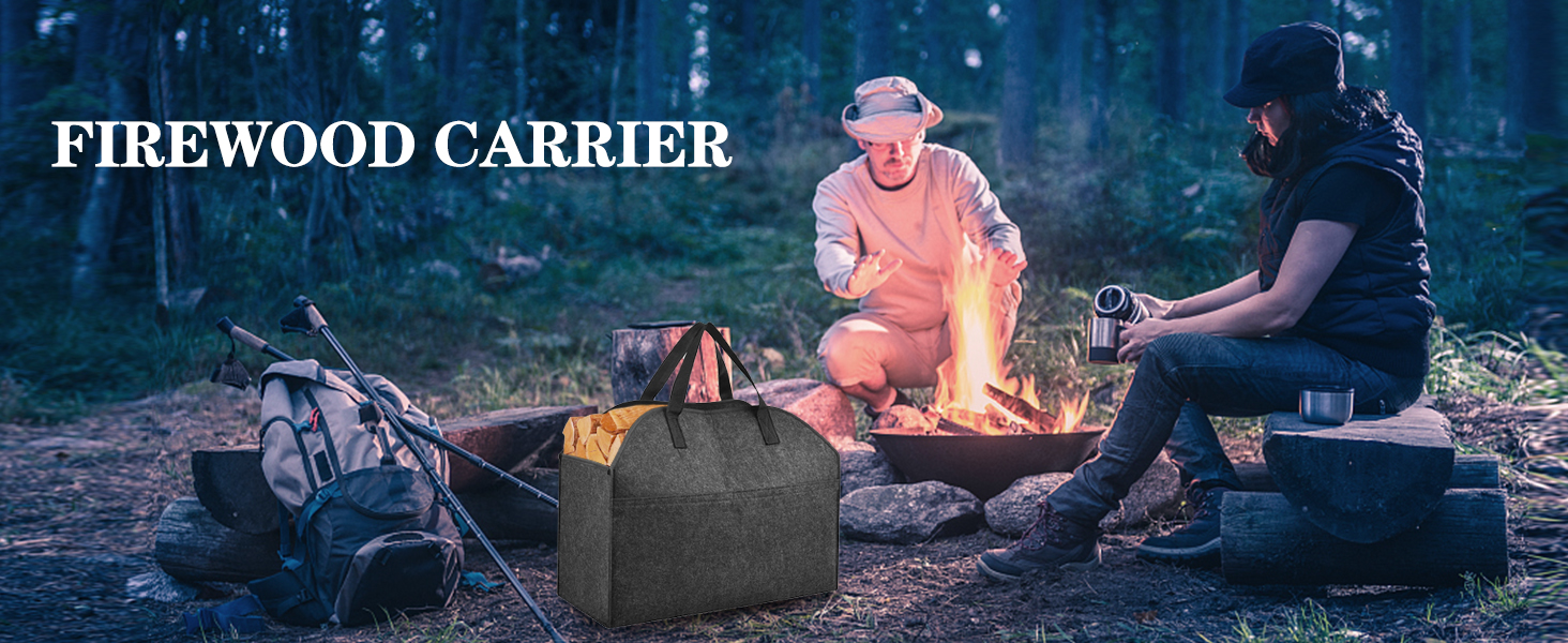 AROUVOG Firewood Carrier Freestanding Fireplace Log Holder