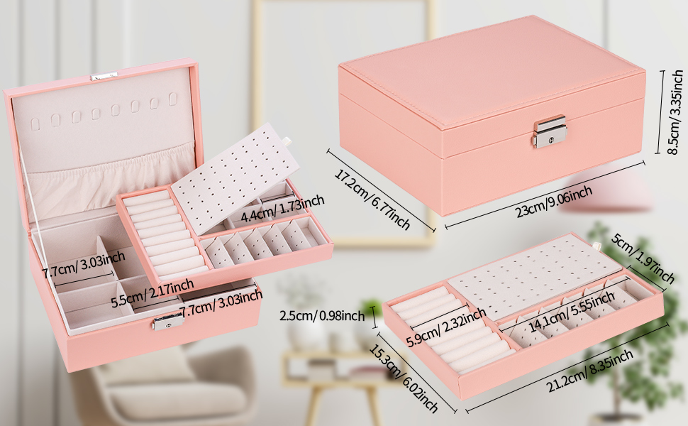 Januts Jewellery Box Organiser Jewelry Storage Case for Women Girls PU