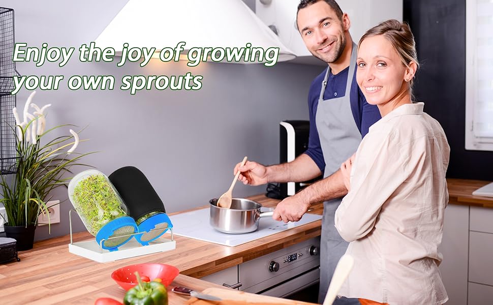 Sprout Jar Kit 2Pcs Wide Mouth Mason Sprouting Jars, Sprout Lids