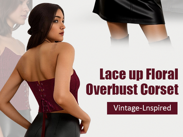 lace up floral overbust corset