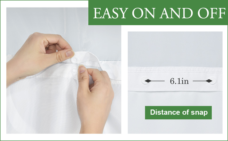 LXBNI Hotel Snap in Shower Curtain Liner Replacement70W x