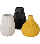 WHW Whole House Worlds Iconic Scandi Baby Vases, Set of 3, Fluted, Color Soaked Yellow, White and...