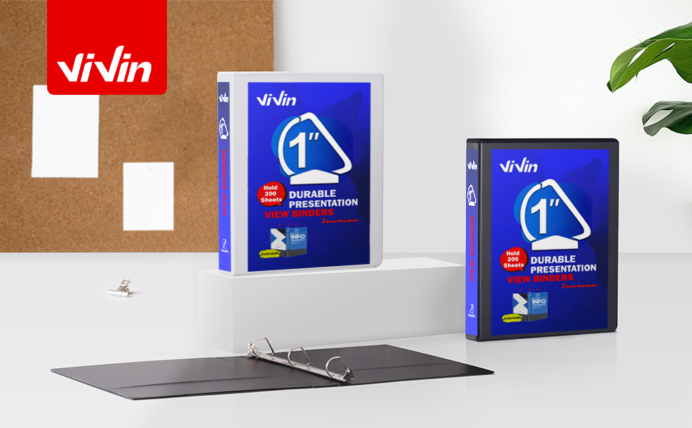 ViVin Durable D Ring Binders, 1 Inch 3 Ring View Binders