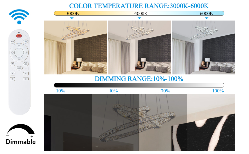 dimmable chandelier with remote