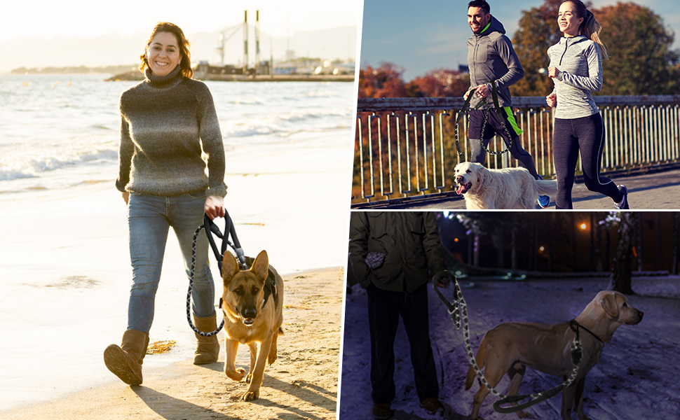 SuplutuX Rope Dog Lead, 5FT/1.5M Strong Dog Leads with 2 Comfortable