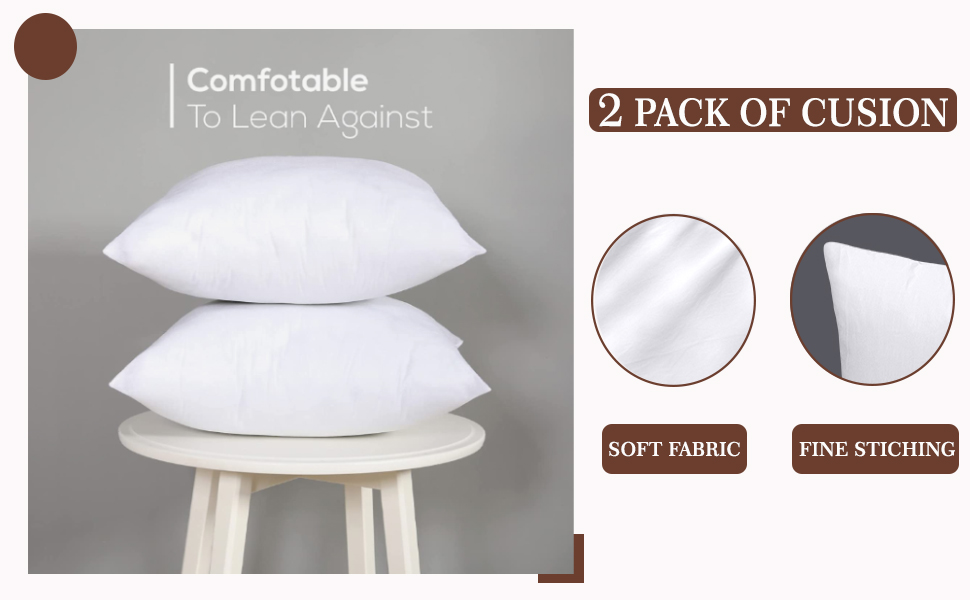 MH Home Cushion Inserts (Pack of 2), 40 x 40 cm (16 x 16 inch) Cushion