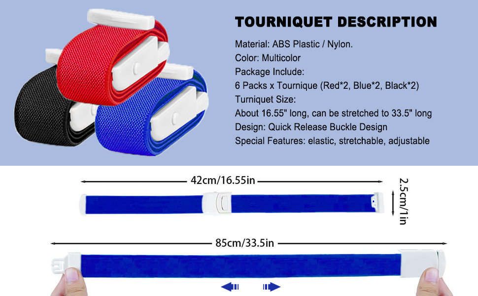 6Pcs Tourniquets, Emergency Tourniquet Buckle Band, Elastic