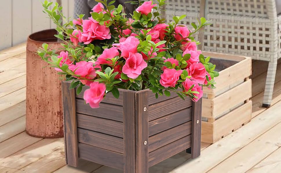 JAJADAH Wood Flower Boxes, Planter Box, Indoor/Outdoor