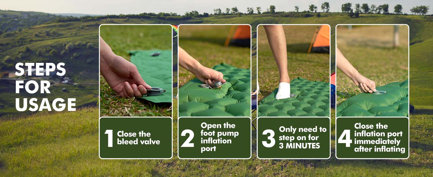 Double Sleeping Pad Camping Mat Self Inflatable Ultralight Air