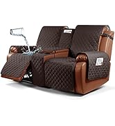 Ruaozz Waterproof Recliner Loveseat Cover with Console, Non-Slip Couch Cover Pet Cover for Double...