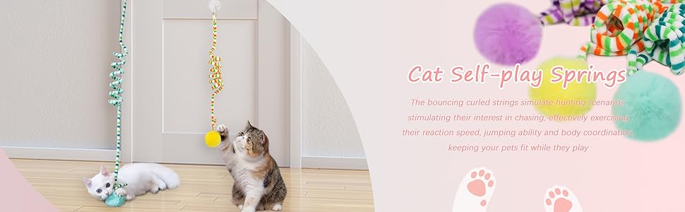Retractable Cat Teaser Toy Cat Toys Cat Feather Toy Hanging Spring Cat Teaser Suction Cup