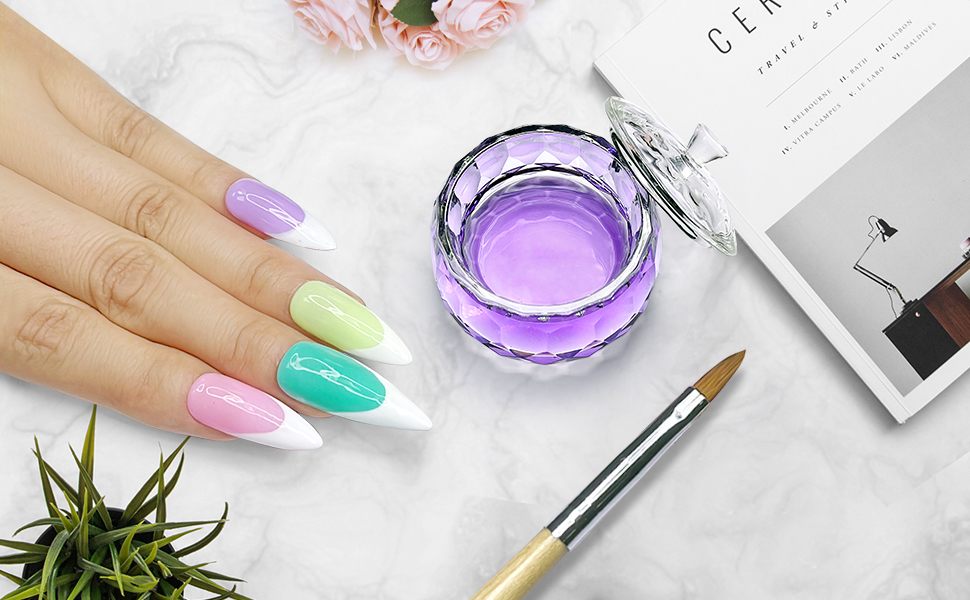 acrylic nail glass cup jars powder nails acrylic liquid container jar dish dispenser holder monomer