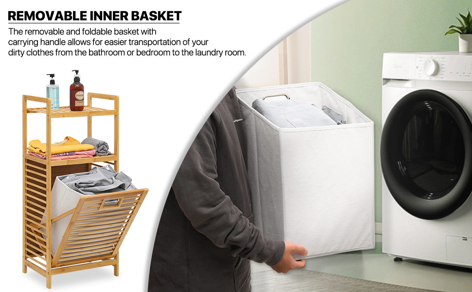 MoNiBloom TiltOut Laundry with Foldable Hamper, 2