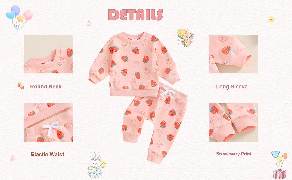 Adorable baby strawberry outfits pink 3-6 months baby girl clothes 6-9 month girl clothes 9-12 month
