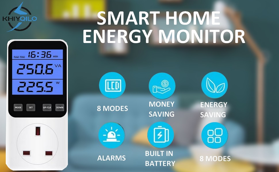 KHIYQILO Power Meter Plug Energy Monitor Watt Meter Power Consumption