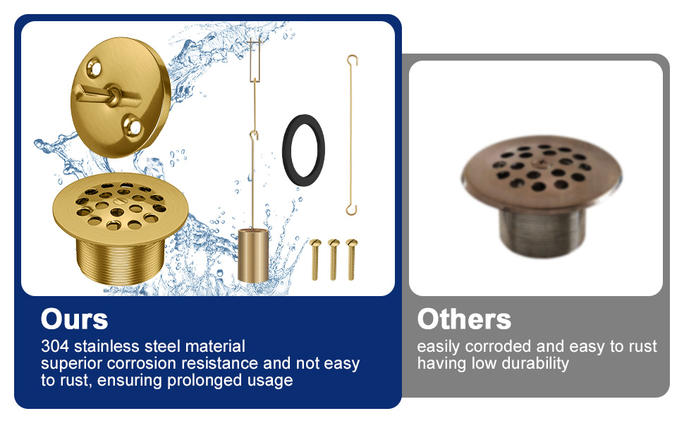 Tub Drain Linkage Assembly with Trip Lever and Strainer Done Cover
