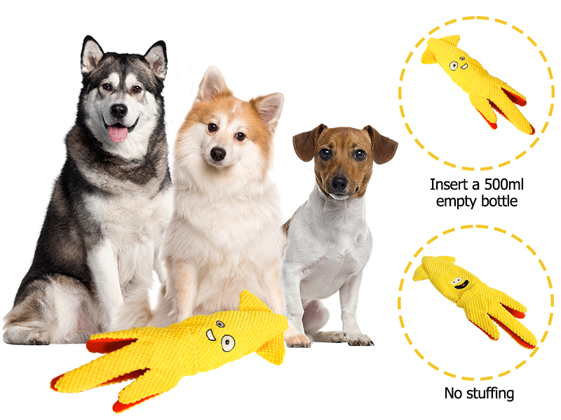 SCHITEC Squeaky Dog Toys No Stuffing, Crinkle Plush Water Bottle Toy