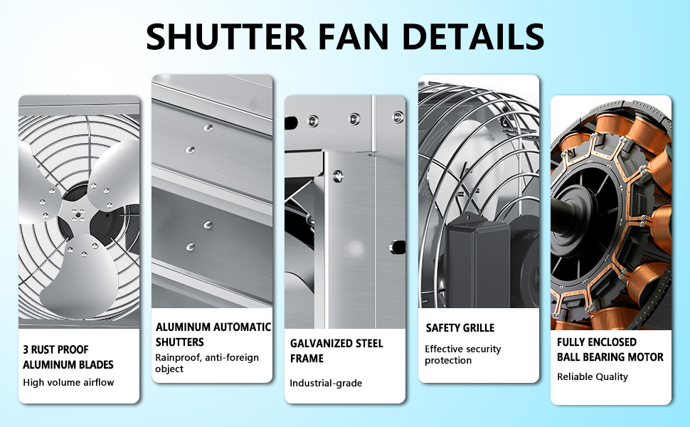 Amazon.com: FICBXRA 16 Inch Shutter Exhaust Fan, Aluminum