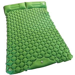 Double camping pad, sleeping pad, durable, self inflating, outdoors, backpacking