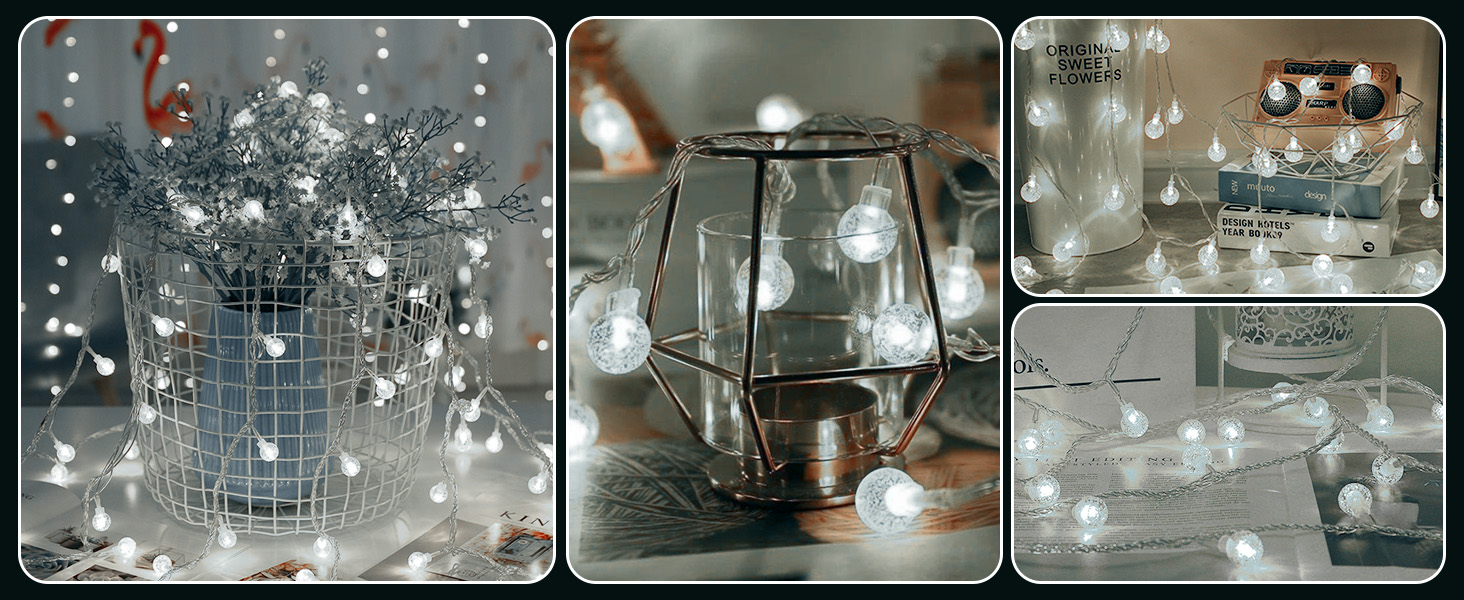 Crystal Globe String Lights Plug in 33 ft 100 LED