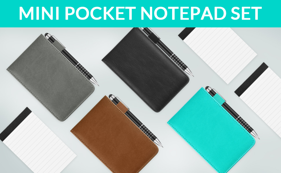 Mini Pocket Notepad Holder with 250 Sheets Note Pads Refills, 3 x 5