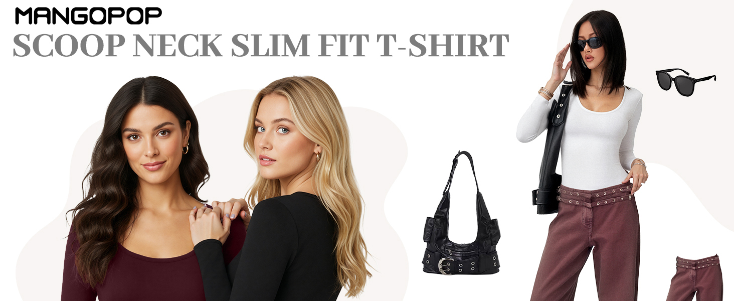 mangopop scoop neck long sleeve t shirts PC1