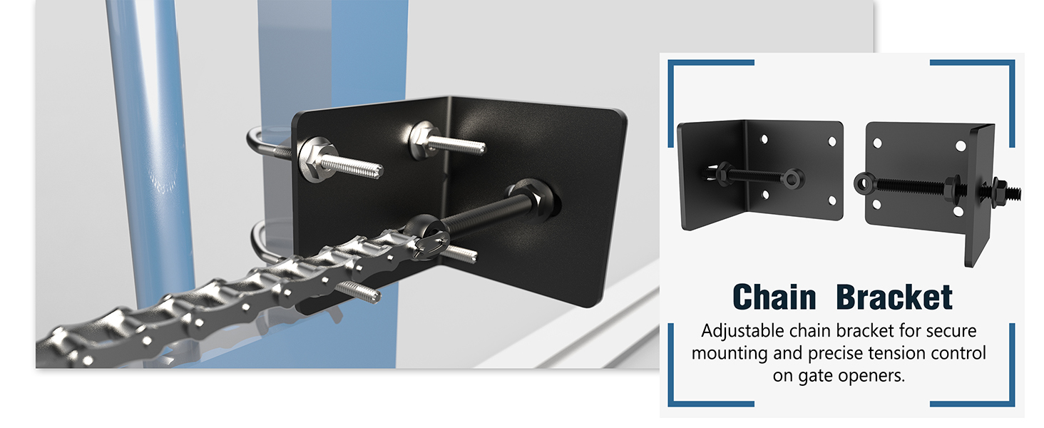 chain drive system with mounting bracket sliding gate opener