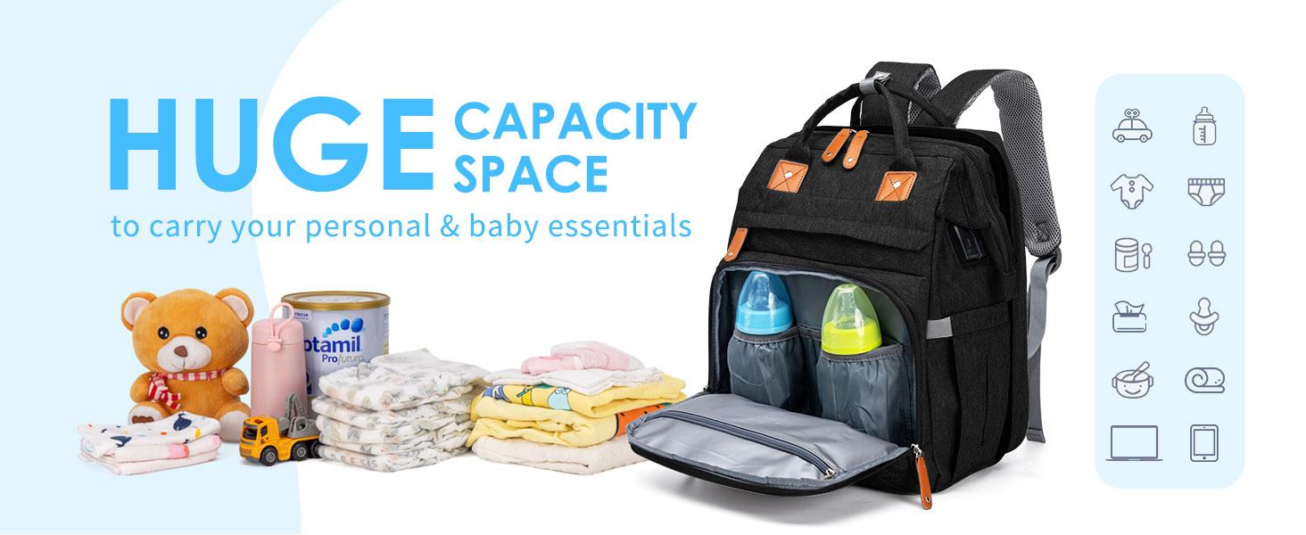 large capacity diaper bag backpack