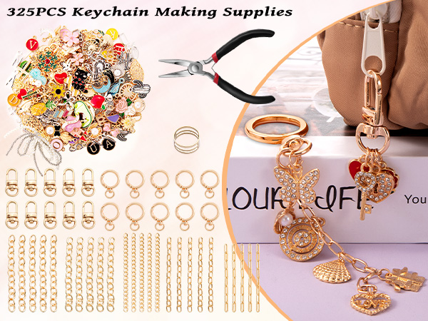 325 Pcs keychain making supplies