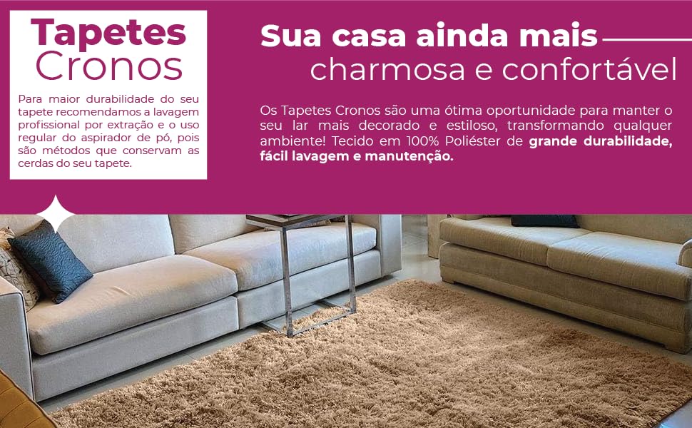  Tapete para Sala e Quarto Felpudo Cronos Casa Dona 200x300 cm Caramelo 