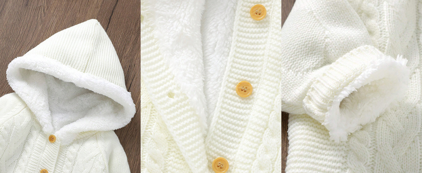 Newborn Baby Knit Jumpsuit With Hood