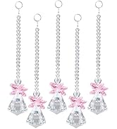 rockcloud Hanging Clear Crystal Point Prism Glass Jingle Bell Holiday Decorations Christmas Tree ...