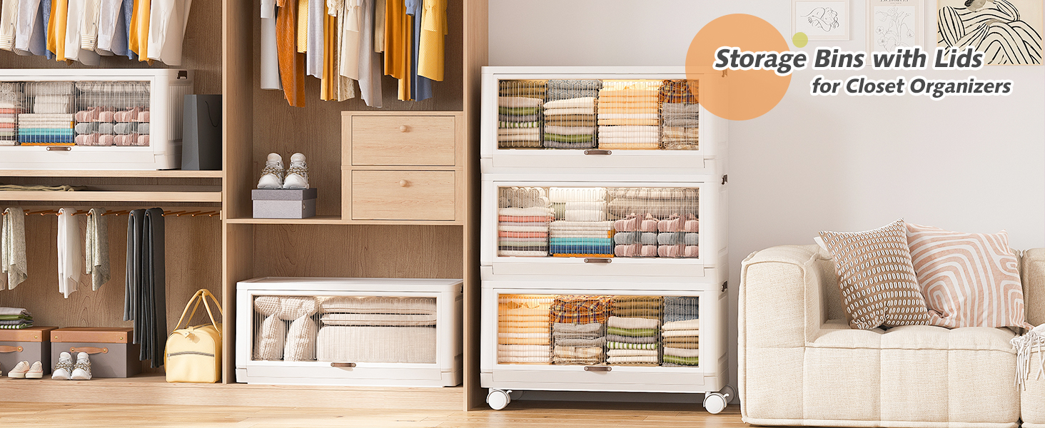 EnHomee Stackable Storage Bins with Lids 85gal, Plastic