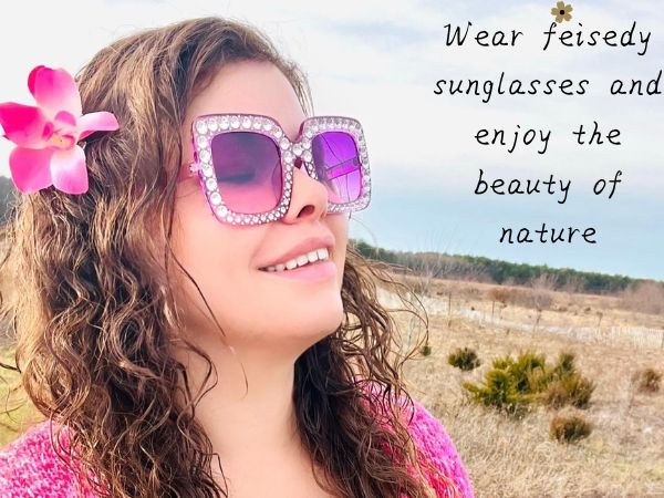 Amazon.com: FEISEDY Women Sparkling Crystal Sunglasses