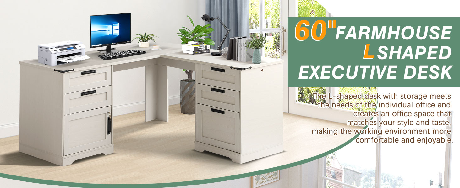 60" Executive L Shaped Desk