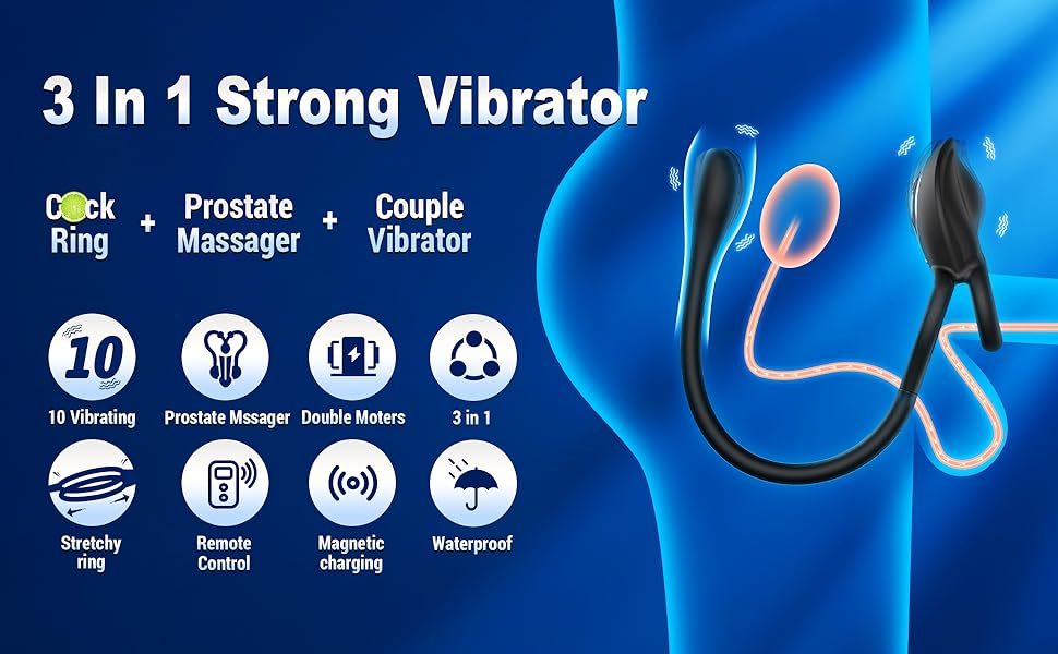 3 in 1 strong vibrator - c ring + prostate massager + couple vibrator