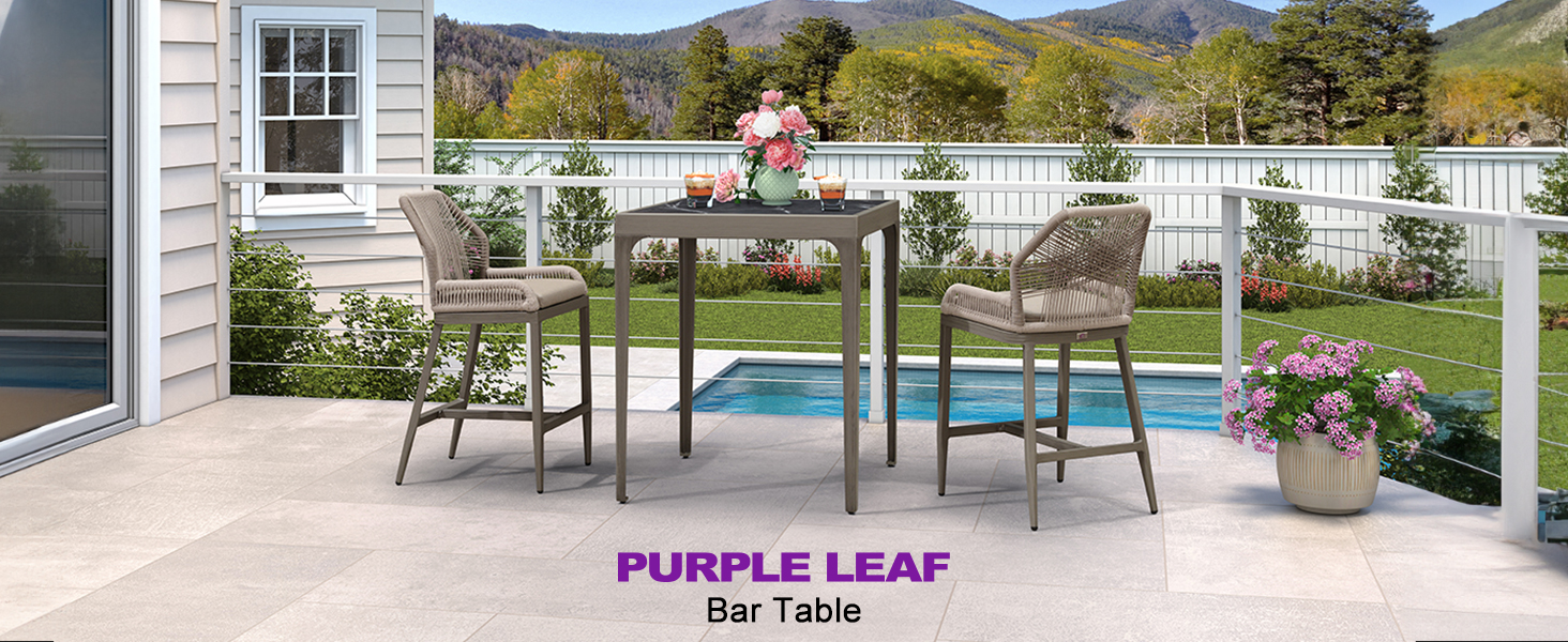 PURPLE LEAF Counter Height Table Patio Square Table Dining