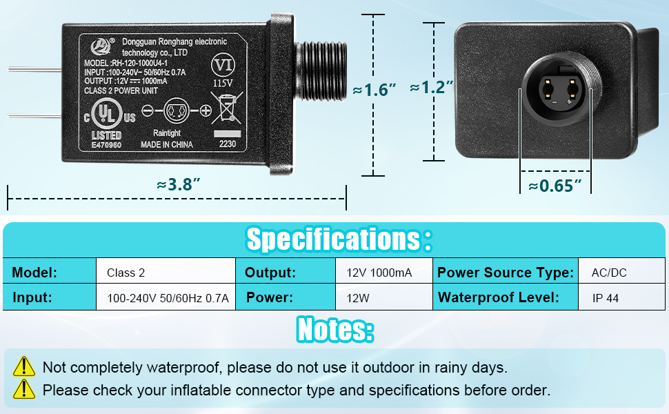 Replacement Yard Inflatable Adapter Power Supply Adaptor