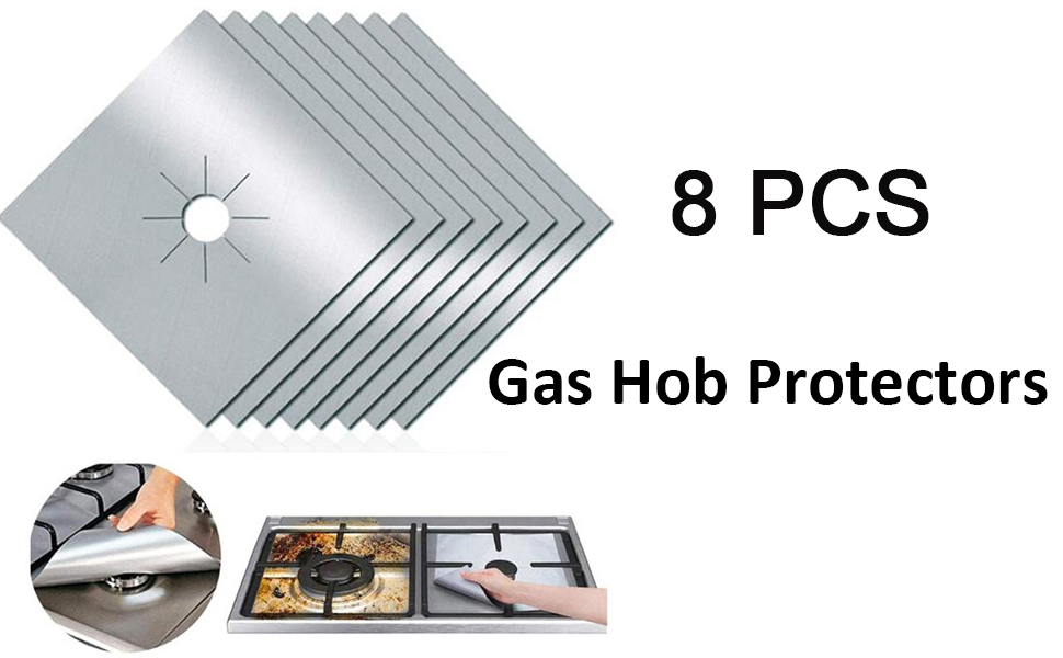 T Tersely 8Pack Reusable NonStick Foil Gas Hob Range Stove Top Burner