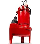 Red Lion RL-WC50TA 115 Volt, 1/2 HP, 5600 GPH Cast Iron Sewage Pump with Tethered Switch and 10-F...