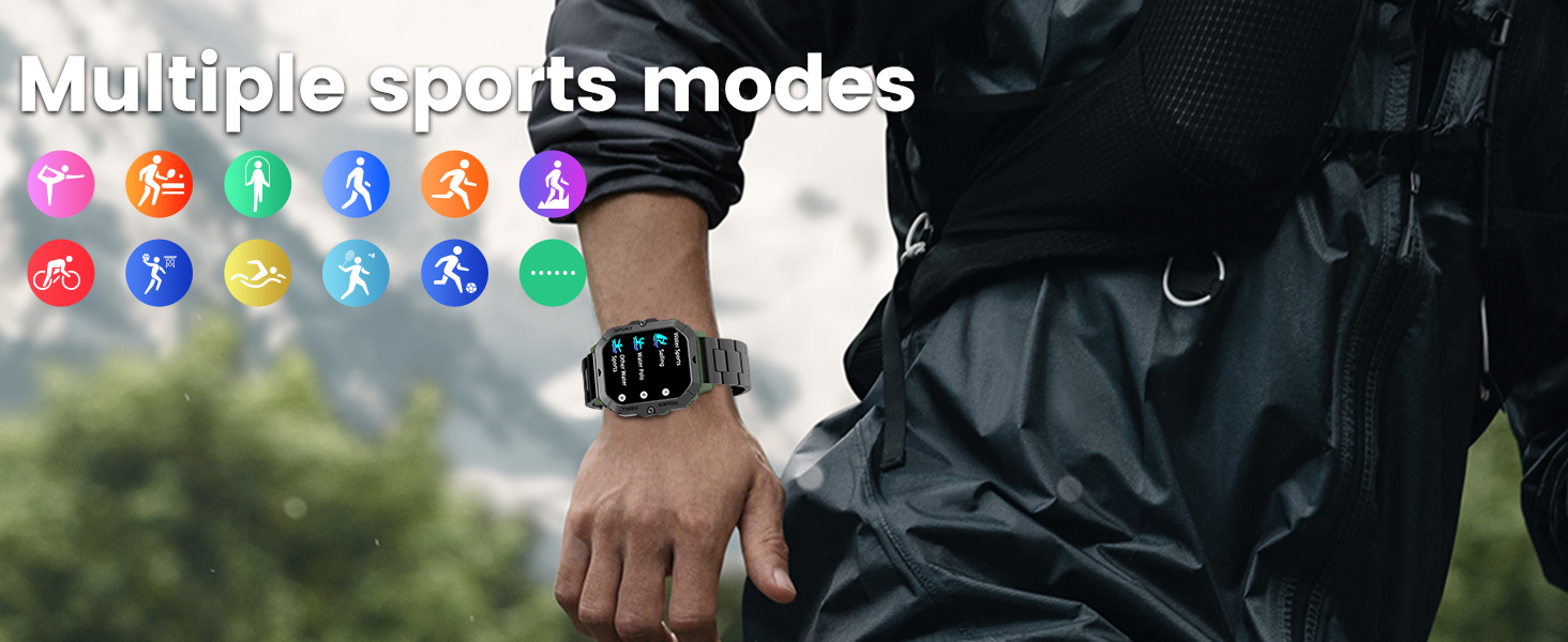 MISIRUN Smart Watch for Men, 2.02" HD Touch Screen, 100+ Sports Modes