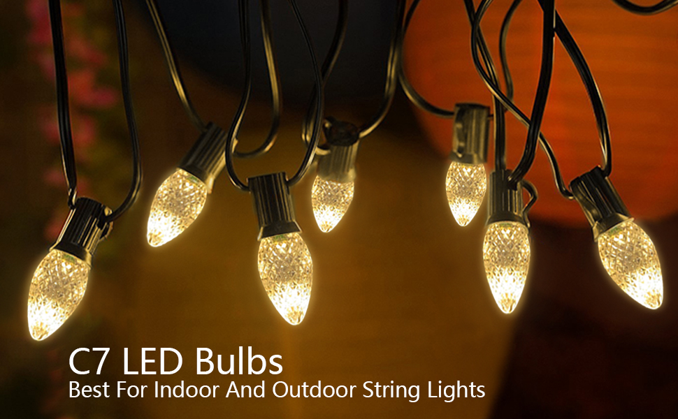 25 Pack LED Candelabra Bulbs E12 Base C7 LED Christmas Light Bulbs