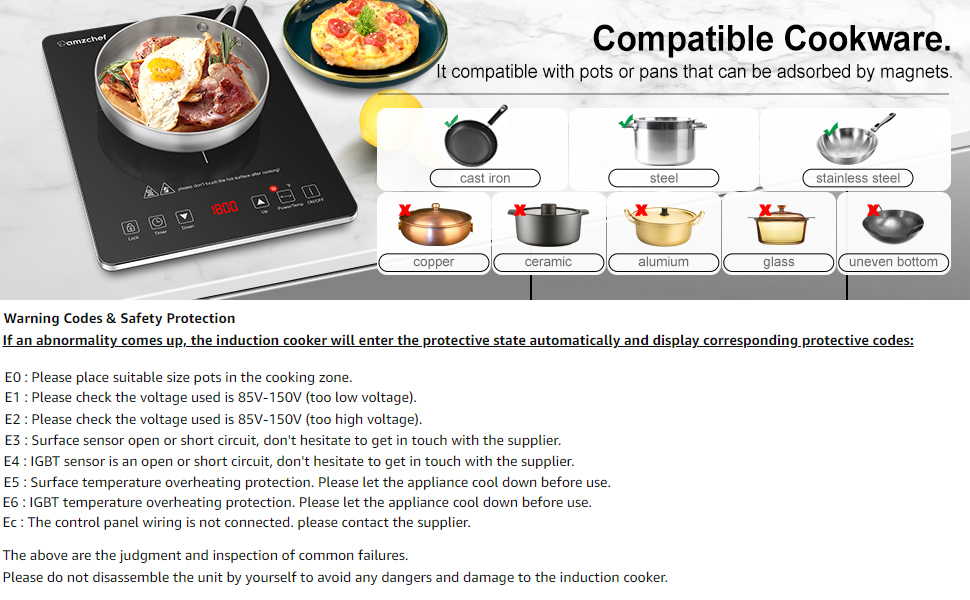 Portable Induction Cooktop 1800W Induction Stove Burner, Low Noise Hot
