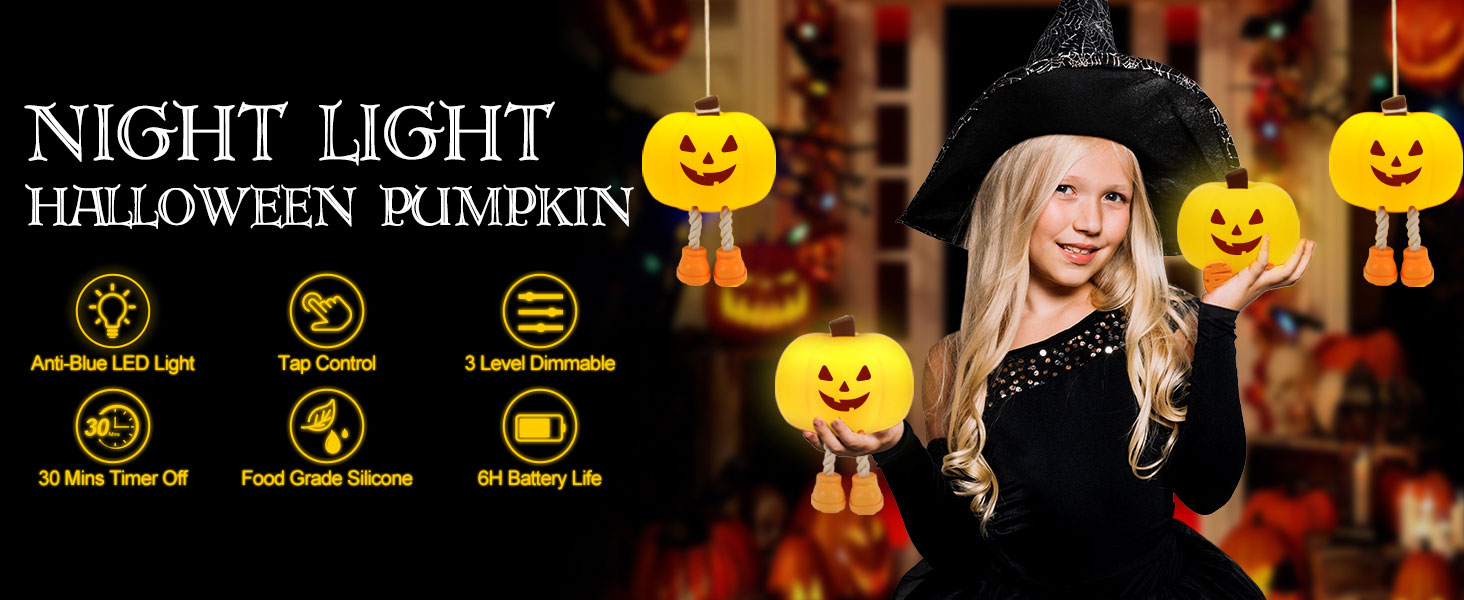 Cute Pumpkin Night Light for Kids Halloween Gifts