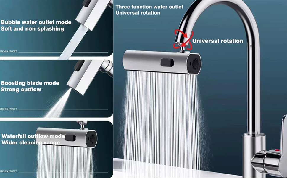 Waterfall Faucet with Pull Down Sprayer,Universal Tap Extender for Kitchen and Bathroom