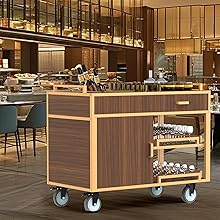 Commercial Wooden Restaurant Service Cart